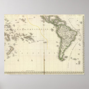 Póster Mapa do atlas do Oceano Pacífico