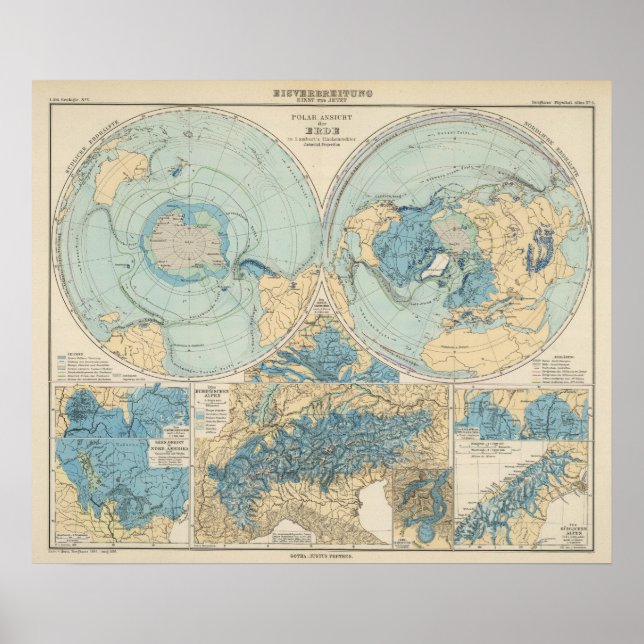 Póster Mapa do Atlas Eisverbreitung (Frente)