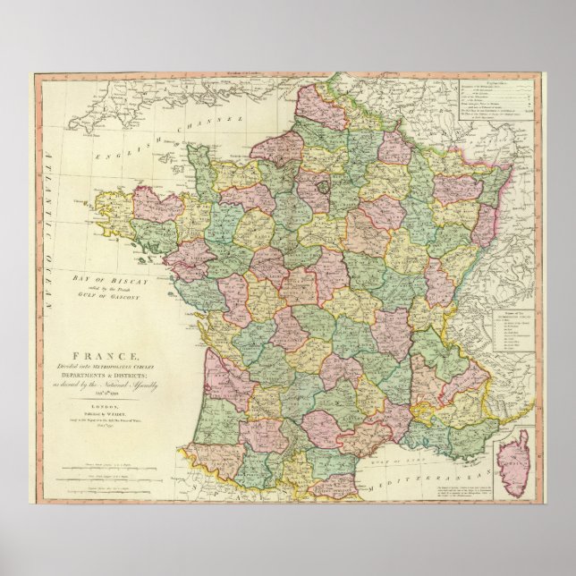 Poster Mapa do Atlas França com Bispos (Frente)