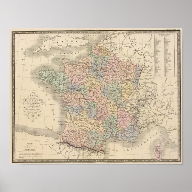 Póster Mapa do Atlas France (Frente)