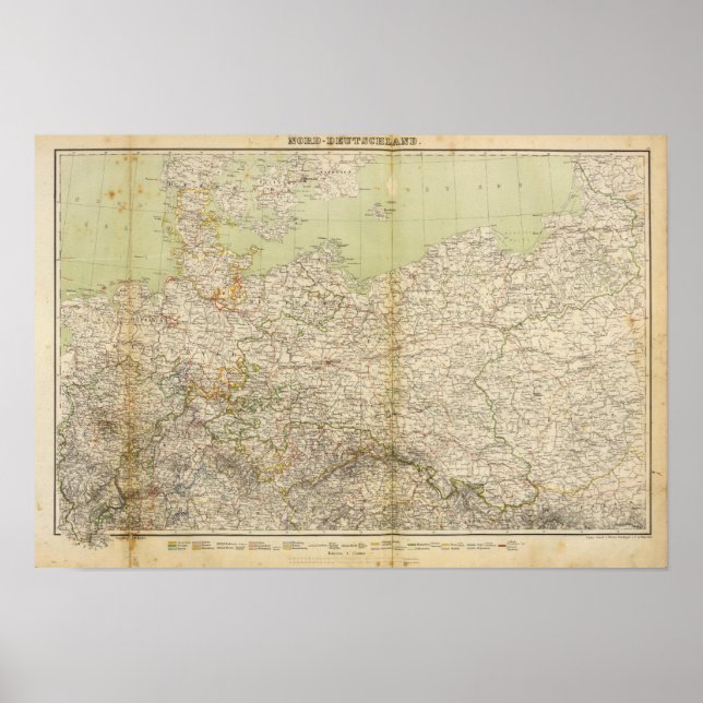 Póster Mapa do Atlas na Alemanha do Norte (Frente)