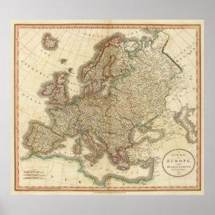 Poster Mapa do Atlas na Europa
