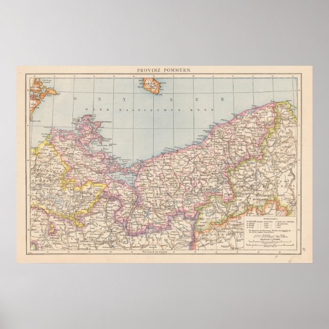 Poster Mapa do Atlas Pommern (Frente)