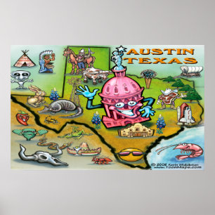 Póster Mapa do Austin TEXAS