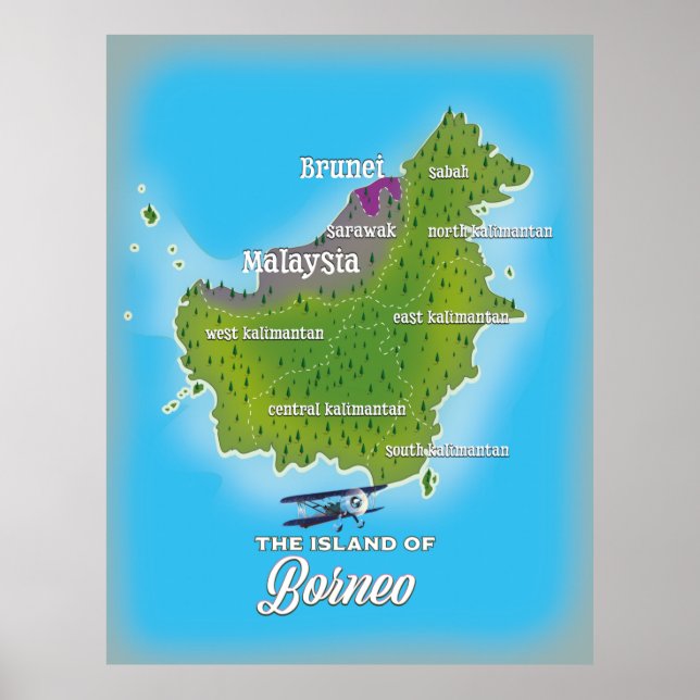 Poster Mapa do Borneo (Frente)