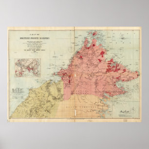 Poster Mapa do Bornéu Norte Britânico (1899)
