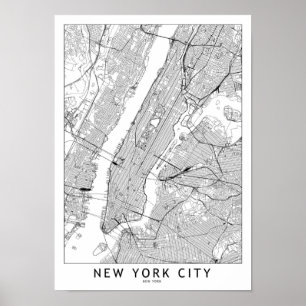 Poster Mapa do branco de New York