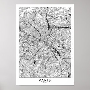 Poster Mapa do branco de Paris