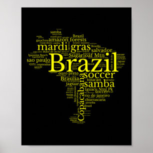 Poster Mapa do Brasil Futebol Brasileiro Copacana Brasil