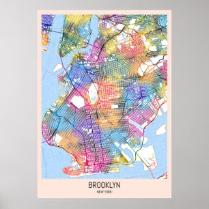 Poster Mapa do Brooklyn em Nova Iorque