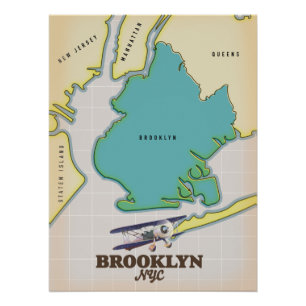 Póster Mapa do Brooklyn em Nova Iorque