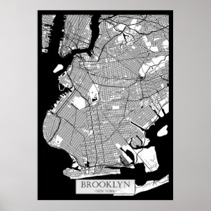 Poster Mapa do Brooklyn Nova York
