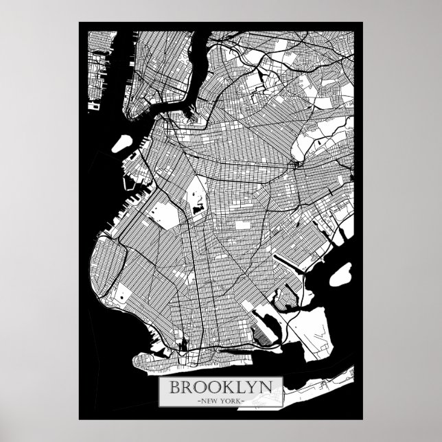 Poster Mapa do Brooklyn Nova York (Frente)