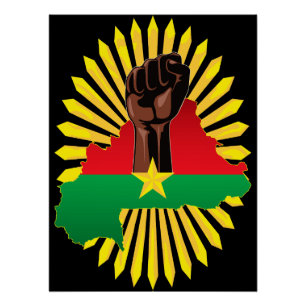 Póster Mapa do Burkina Faso, Bandeira e Resistência à Rev