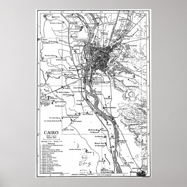 Póster Mapa do Cairo no Egito (1911) (Frente)