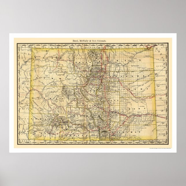 Póster Mapa do Caminho de Ferro do Colorado 1879 (Frente)