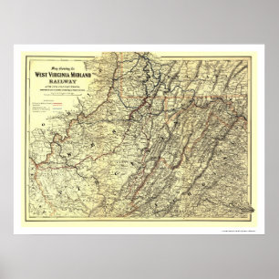 Poster Mapa do Caminho de Ferro Midland West Virginia 188