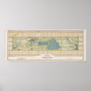 Póster Mapa do Central Park em 1875