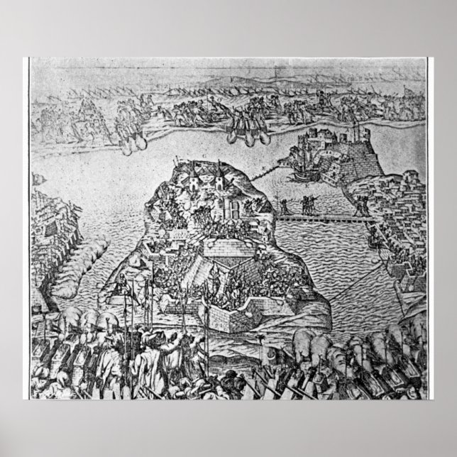 Póster Mapa do Cerco de Malta em 1565 (Frente)
