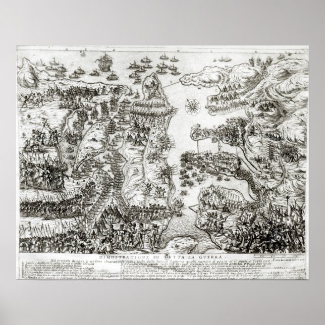 Poster Mapa do Cerco de Malta em 1565 (Frente)