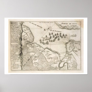 Póster Mapa do cerco de Quebeque pela frota britânica, 1