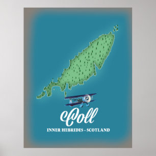Poster Mapa do Coll Inner Hebrides Scotland