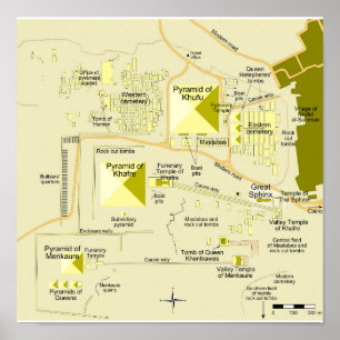 Poster Mapa do complexo da pirâmide de Gizé Diagrama