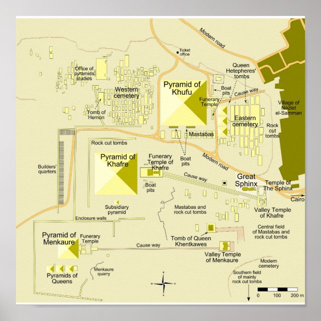 Poster Mapa do complexo da pirâmide de Gizé Diagrama  (Frente)