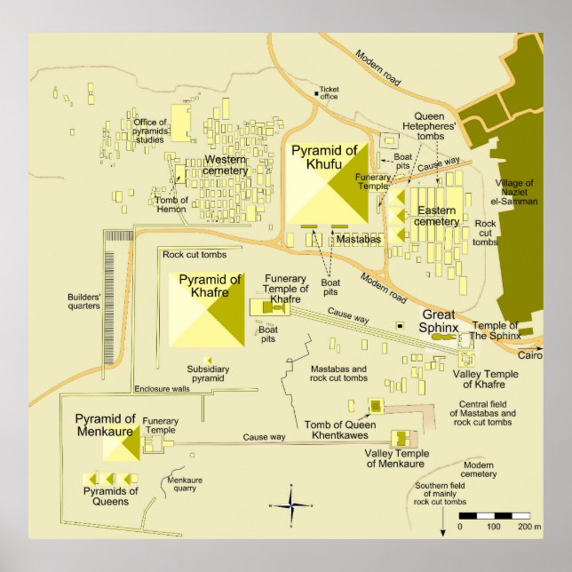 Poster Mapa do complexo pirâmide de Giza Diagrama (Frente)