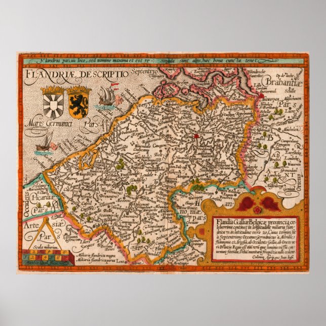 Poster Mapa do condado da Flandres (1609) (Frente)
