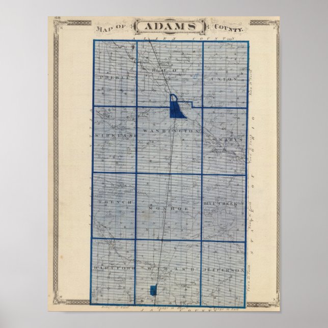 Póster Mapa do Condado de Adams (Frente)