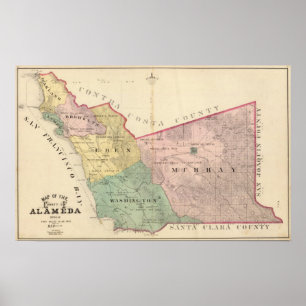 Póster Mapa do Condado de Alameda