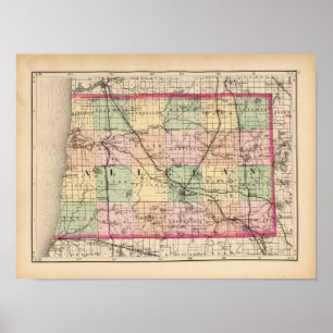 Póster Mapa do Condado de Alegan, Michigan