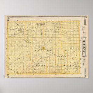 Póster Mapa do Condado de Boone