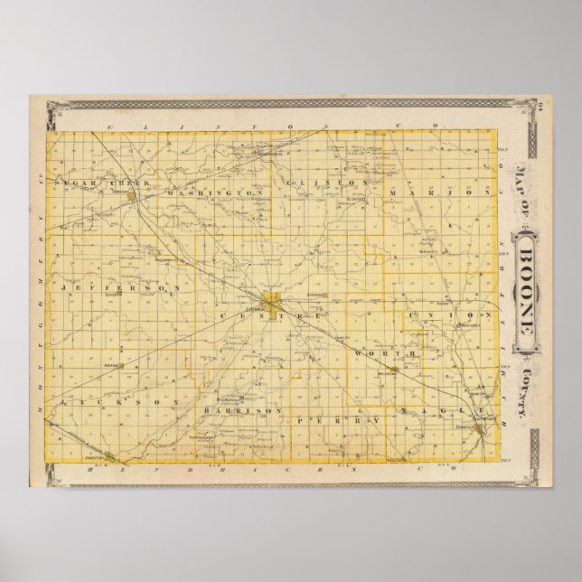 Póster Mapa do Condado de Boone (Frente)