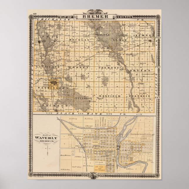 Poster Mapa do Condado de Bremer (Frente)