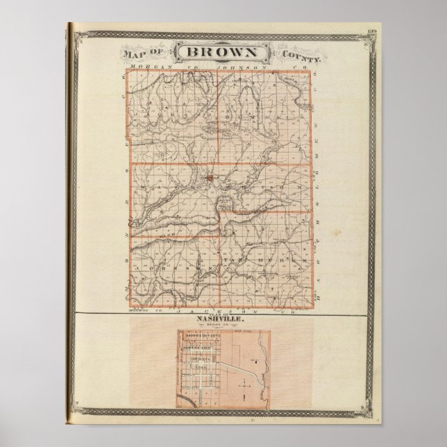 Póster Mapa do Condado de Brown com o Plano de Nashville (Frente)