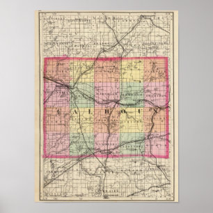 Póster Mapa do Condado de Calhoun, Michigan