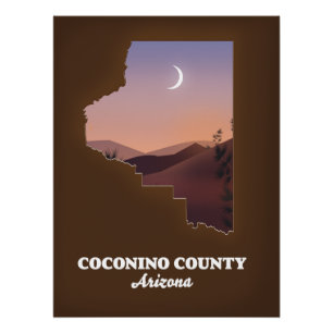 Póster Mapa do Condado de Coconino Arizona.