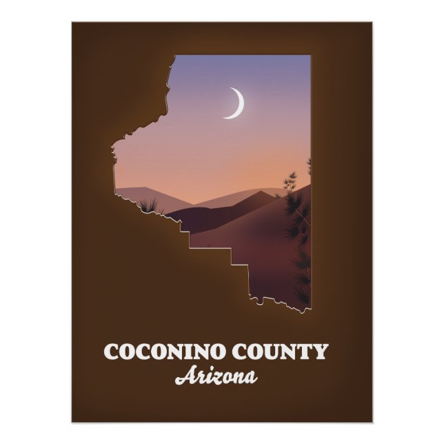 Póster Mapa do Condado de Coconino Arizona. (Frente)