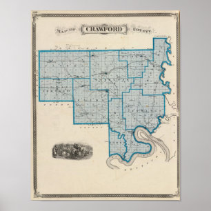 Póster Mapa do Condado de Crawford