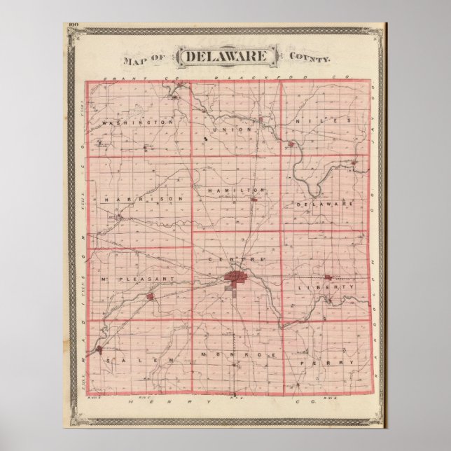 Poster Mapa do Condado de Delaware (Frente)