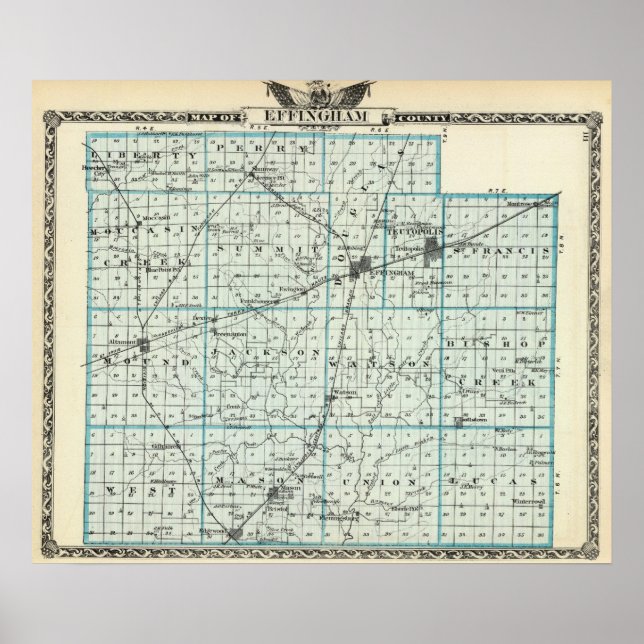 Póster Mapa do Condado de Effingham (Frente)