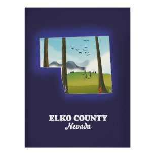 Póster Mapa do Condado de Elko Nevada