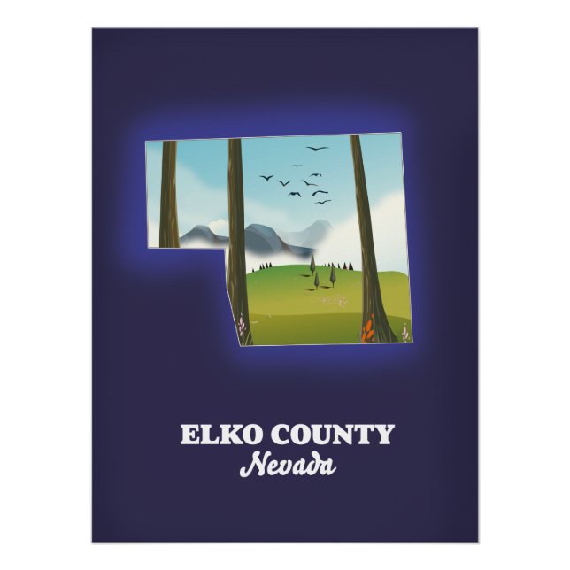 Póster Mapa do Condado de Elko Nevada (Frente)
