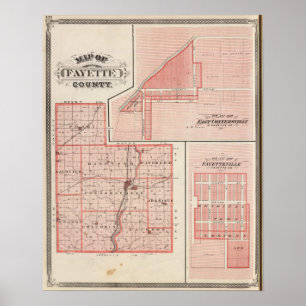 Poster Mapa do Condado de Fayette com East Connersville