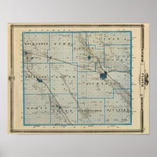 Poster Mapa do Condado de Floyd, Estado de Iowa