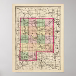 Póster Mapa do Condado de Genesee, Michigan