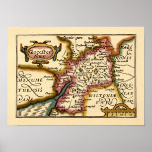 Póster Mapa do condado de "Glocestershire"