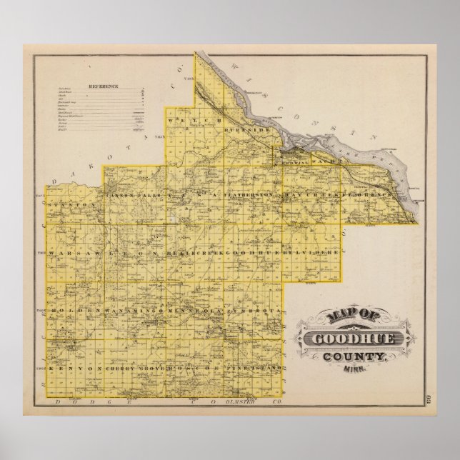Póster Mapa do condado de Goodhue, Minnesota (Frente)
